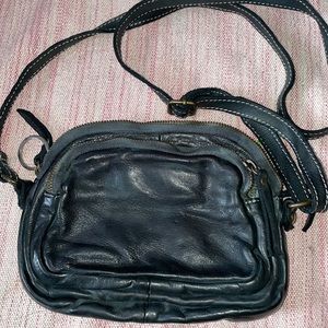 Vintage Cross Body Purse - 3 Pocket - Leather / Cloth
